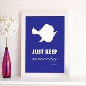 Disney Pixar Finding Nemo Movie Quote From Dory Silhouette Just Keep ...