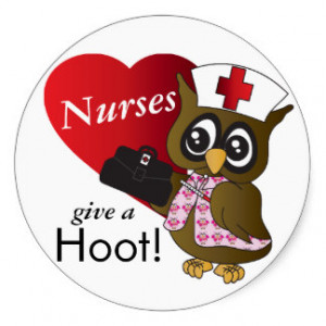 Nurses Give A Hoot Cartoon Owl Classic Round Sticker