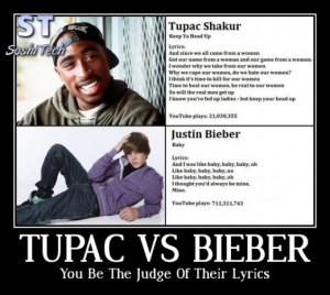Tupac Lyrics compared to Justin Bieber