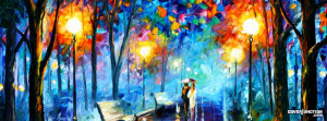 Rainy Night - romantic oil painting with lovers ” Facebook Cover ...