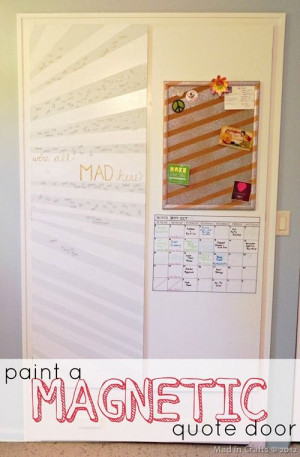 ... under the corkboard thou! paint a magnetic quote door via Craft Room