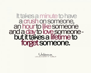 to have a crush on someone, an hour to like someone and a day to love ...