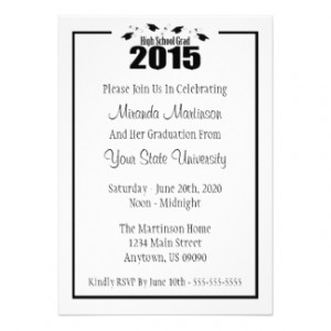 High School Grad 2015 Graduation Invite Black Caps