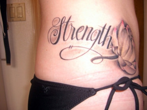 combination of strength and a delicate rose in this strength tattoo ...