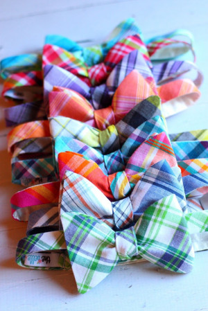Man in Pink | Preppy Plaid Bow ties. I love when guys where bow ties