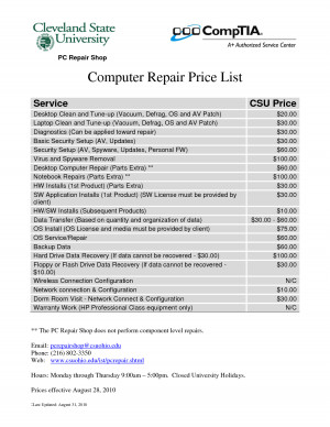 computer price list