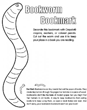 Bookworm Bookmark coloring page