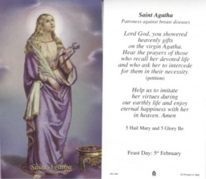 Prayer to St. Agatha - 100-pack Paper Holy Cards (Religious Art HC-AH)