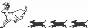 Dogs Running Deer Decal Deer and three beagle chase