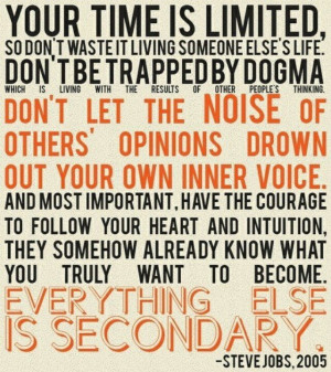 ... you truly want to become. Everything else is secondary. - Steve Jobs