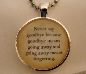 Peter Pan Necklace. Never Say Goodbye Quote. 18 Inch Ball Chain.
