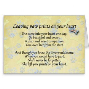 Pet sympathy card for pet loss - Leaving paw print