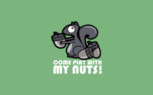 minimalistic text quotes funny squirrels nuts simple background green ...