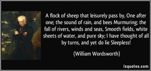flock of sheep that leisurely pass by, One after one; the sound of ...