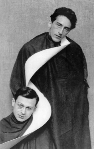 Jean Cocteau & Tristan Tzara photographed by Man Ray: