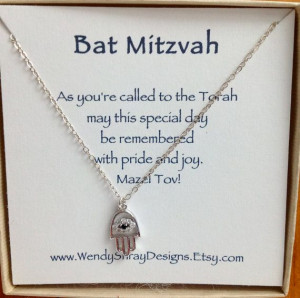 Bat Mitzvah gift - Silver hamsa hand evil eye charm necklace with blue ...