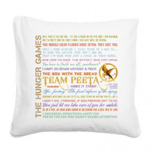 ... > Hunger Games Living Room > Team Peeta Quotes Square Canvas Pillow