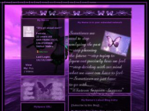 Purple Butterfly - Purple Butterfly Quotes MySpace Layout Preview