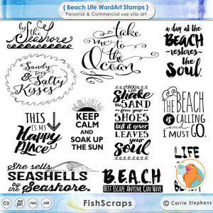 Beach Life Quotes - Beach Typography Word Art - Summer / $6.95