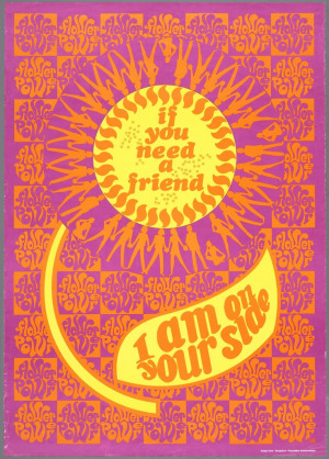 Vintage 60s Flower Power Quote Poster print. If you need a friend - I ...