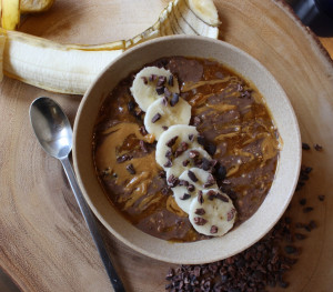 Dark Chocolate Peanut Butter Banana Overnight Oats