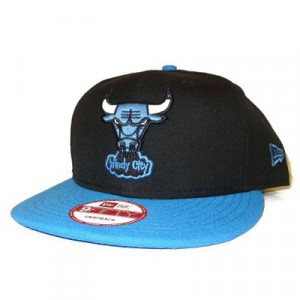 Chicago Bulls Windy City Logo Black & Military Blue Snapback Hat Cap