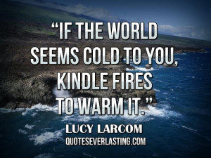 If the world seems cold to you, kindle fires to warm it.”