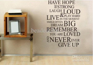 funlife]-56x75cm Have Hope Never Give UP! Removable Vinyl Wall Quote ...