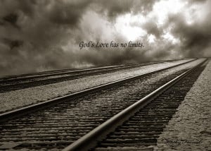 Railroad Tracks Storm Clouds Inspirational Message Photograph
