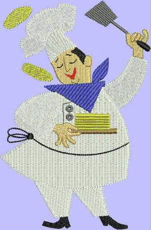 Retro French Chefs Embroidery