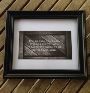 Framed quote from The Smiths song, I know it's over. Its so easy to ...