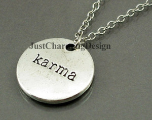 Karma Quote Necklace antique silver karma round disc charm pendant ...