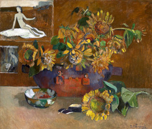 Paul Gauguin, Sunflowers with Puvis de Chavanne's Hope, 1901, Private ...