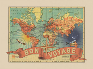 Bon Voyage Map Print on Bourbonandboots.com