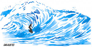 Nathan Gelgud illustration inspired by William Finnegan's surf memoir ...