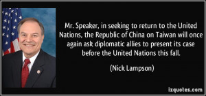 ... present its case before the United Nations this fall. - Nick Lampson