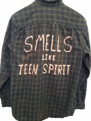 ... Teen Spirit Quote Shirt in Plaid Green Flannel - Nirvana Lyric Shirt