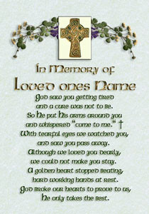 ... bereavement poems, blessings, memorial gifts, irish funeral blessings