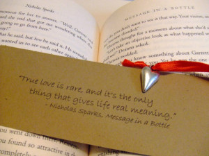 True Love - Nicholas Sparks Quote Bookmark - Message In A Bottle