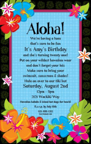 Hawaiian Hibiscus Party Invitations