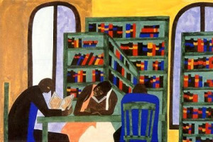 Jacob Lawrence. Students in the library