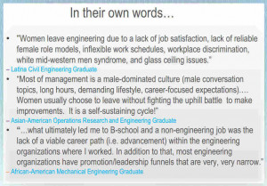 sampling of responses from a survey of women who earned engineering ...