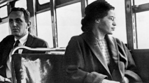 Rosa Parks riding a Montgomery City Bus the day it was legally ...