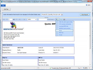 ... Export to Word, Excel, PDF or XML Print quote from CRM 2011 Online