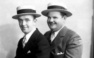 Stan Laurel and Oliver Hardy [Laurel and Hardy] in an Hal Roach studio ...