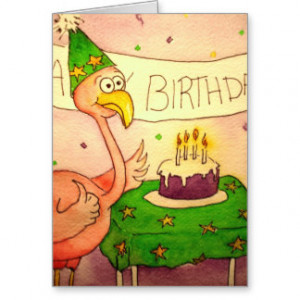 Whimsical Flamingo Happy