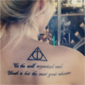 quote from Prof. Dumbledore and the Deathly Hallows symbol inked on ...