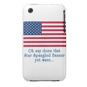 American Flag with Star Spangled Banner Quote iPhone 3 Cases