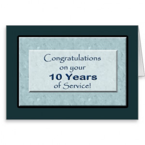 Employee 10 Years of Service Anniversary Cards