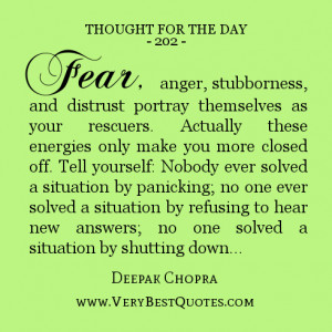 Thought For The Day, fear quotes, anger quotes